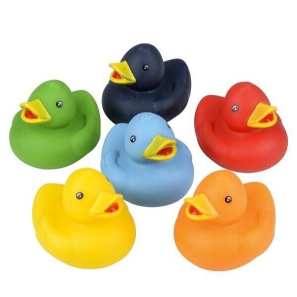 2" SOLID COLOR RUBBER DUCKIES - 12 Assorted Ducks Per Order - Picture 1 of 1